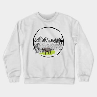 Laos - Waterbuffalo in a rice field Crewneck Sweatshirt